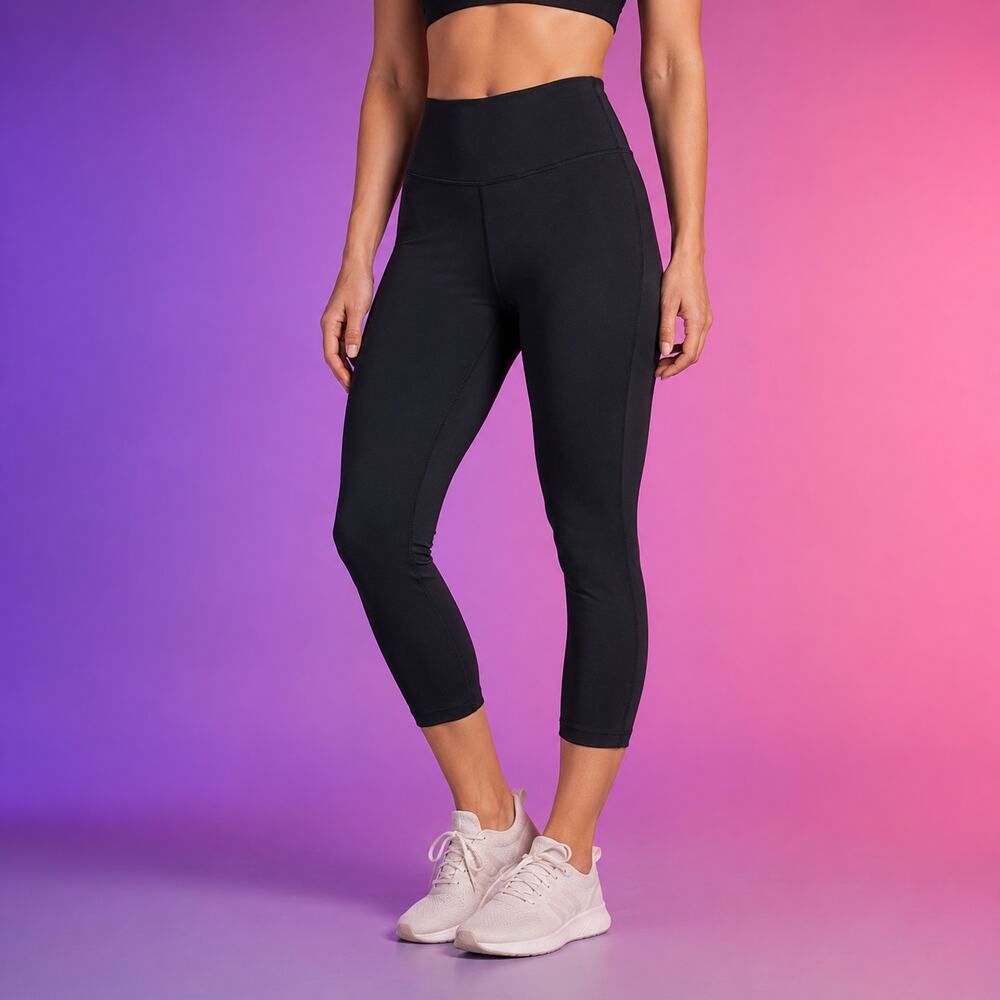 New Balance Leggings Black High Rise Womens Small Cropped Yoga Activewear